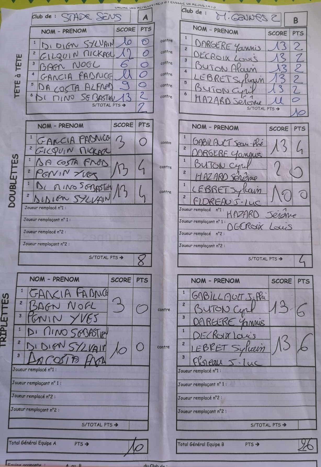 Feuille de Match D2 Gr A Journée 1 Match 1 Image