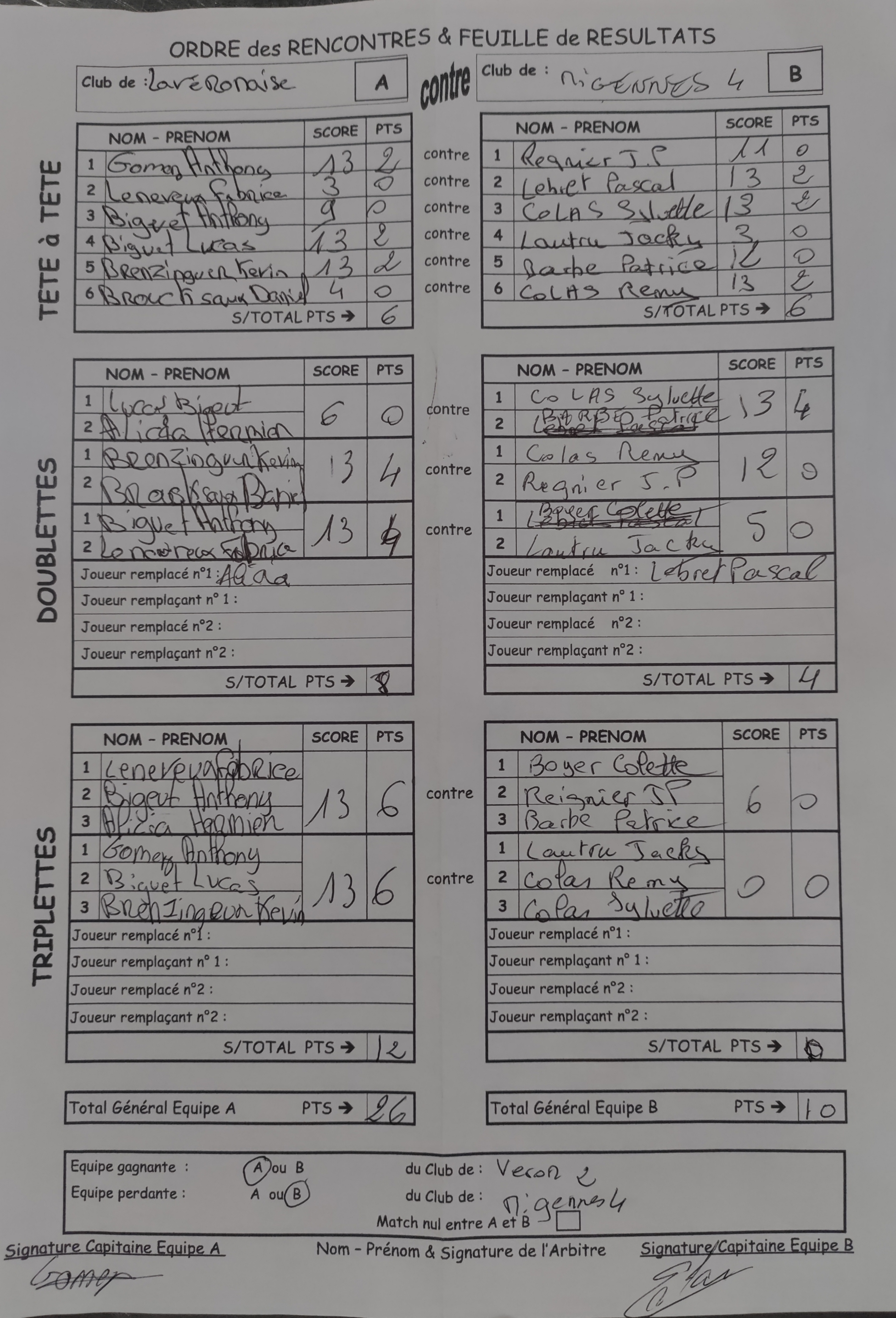 Feuille de Match D4 Gr A Journée 1 Match 1 Image
