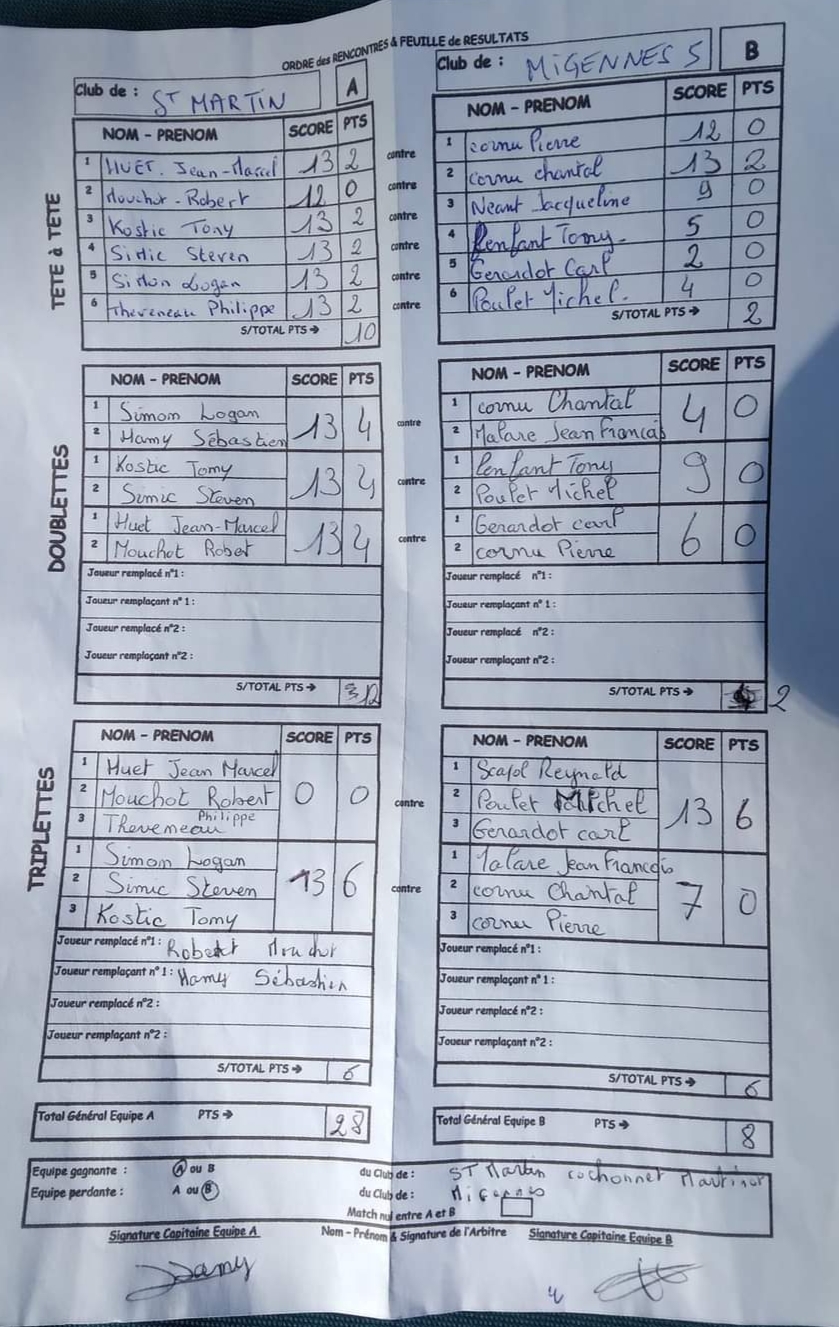 Feuille de Match D5 Gr A Journée 1 Match 1 Image