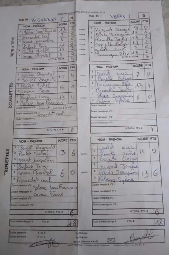 Feuille de Match D5 Gr A Journée 1 Match 2 Image