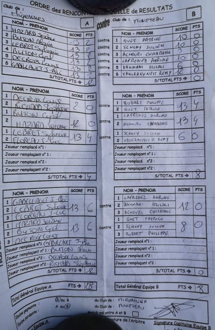 Feuille de Match D2 Gr A Journée 2 Match 1 Image