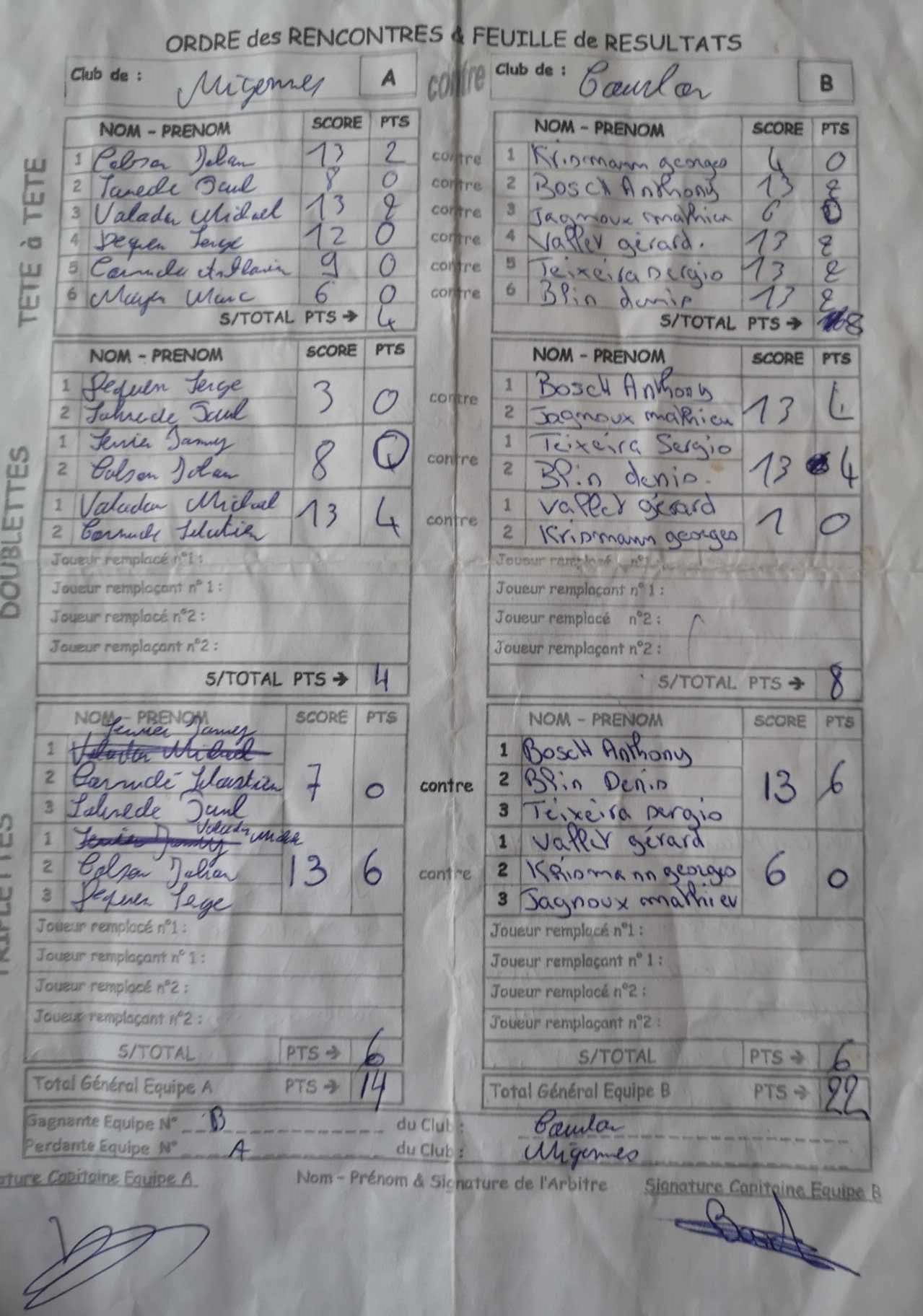 Feuille de Match D3 Gr A Journée 3 Match 1 Image
