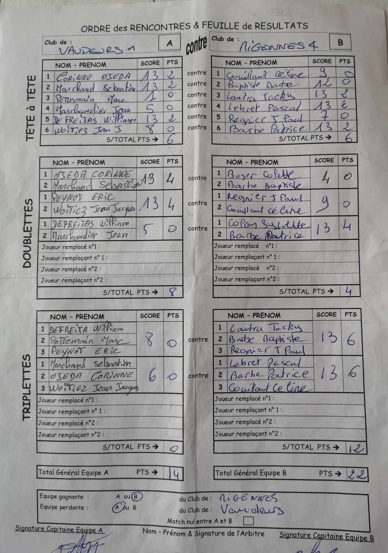 Feuille de Match D4 Gr A Journée 3 Match 1 Image