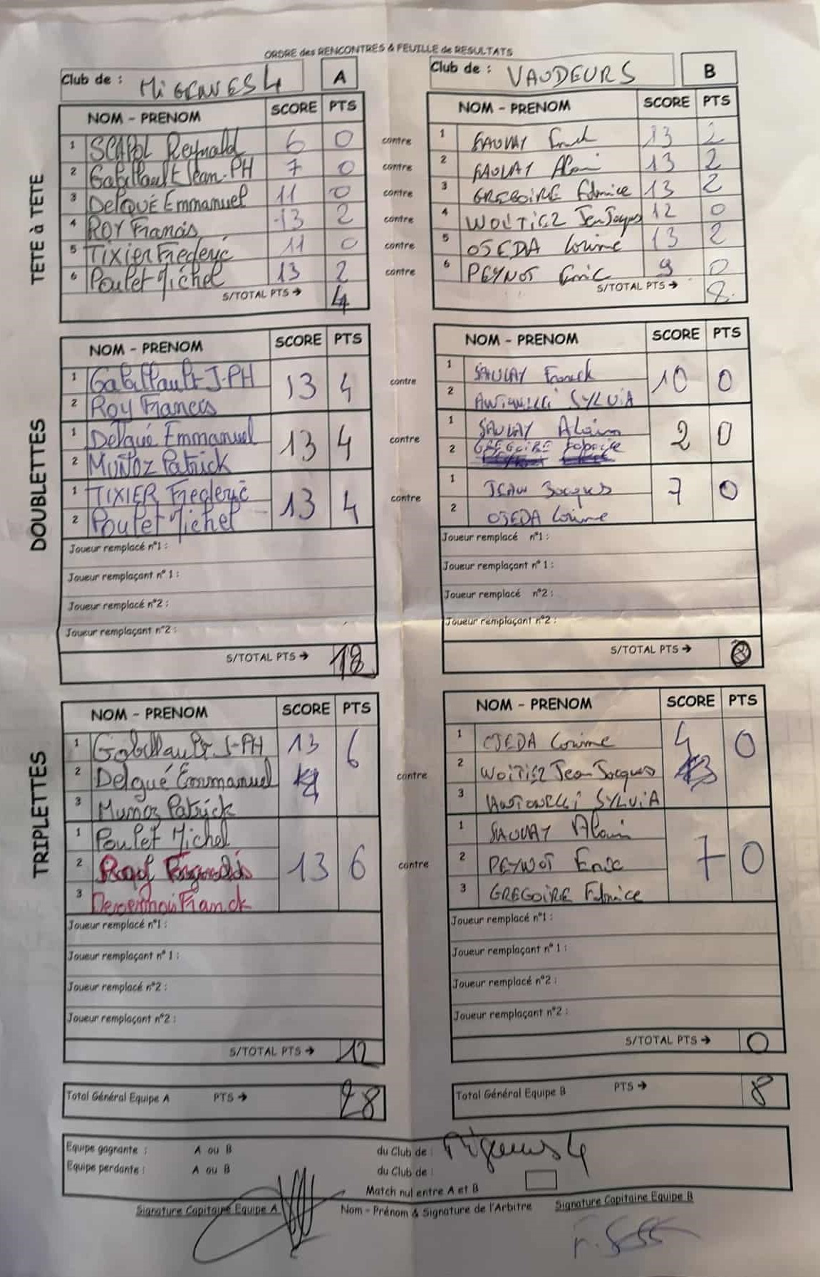 Feuille de Match D4 Gr A Journée 2 Match 4 Image